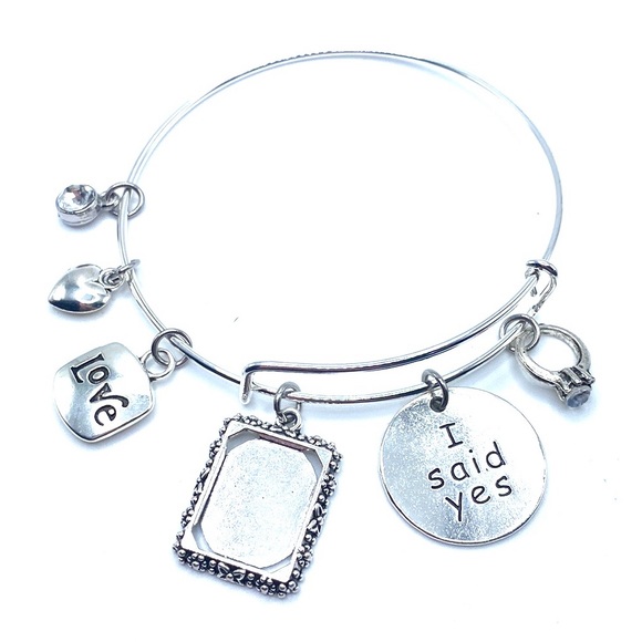 I Said Yes Engagement Charm Bracelet Photo Frame Charm - Picture 5 of 7